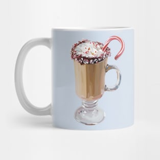 Nice cup of hot coco with cream and a candy cane stick Mug